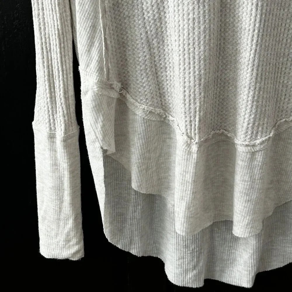 Free People Catalina Waffle Knit V-Neck Thermal Top Size Small We the Free